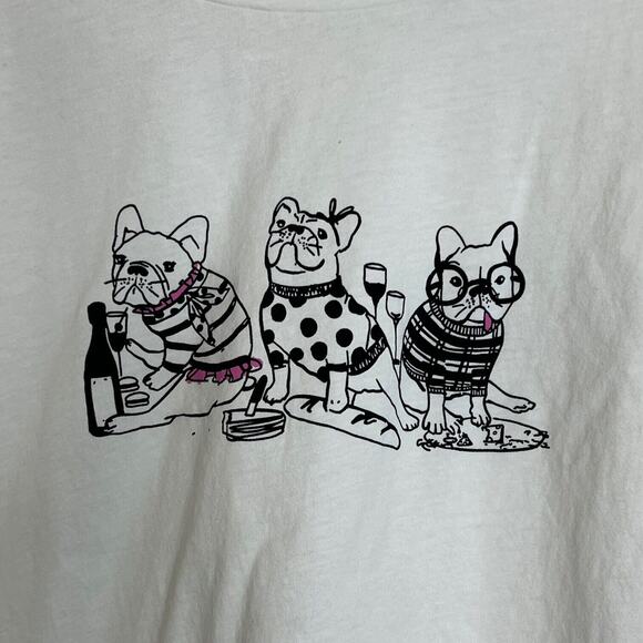 Loft Womens Long Sleeve Tee Size XL French Bulldogs Novelty Print 100% Cotton - Picture 1 of 5